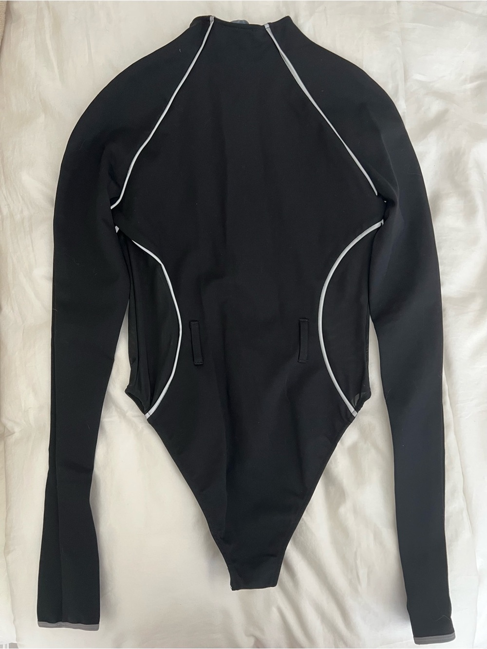 POSTER GIRL Black Long Sleeve Zip Front Bodysuit Medium - Picture 5 of 5
